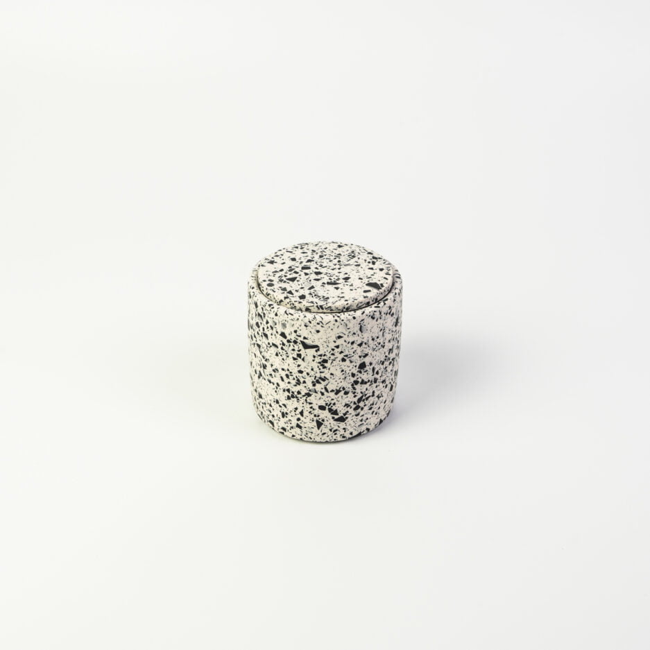 Terrazzo Candle pot, white and black