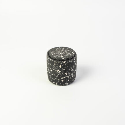 Terrazzo Candle pot, black and white with lid